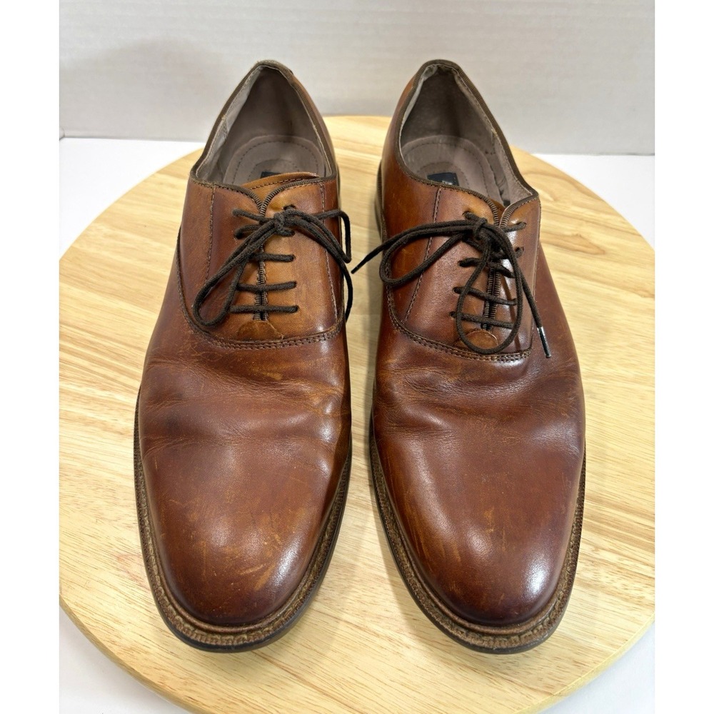 Aston Grey Collection Leu Cognac Tan Leather Oxford Dress Shoes Men's Size 8M